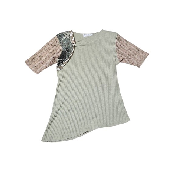 MADELEINE GAUCHER Two Piece Knit Set Top Maxi Skirt Lt Green Multicolor Medium - Picture 3 of 13